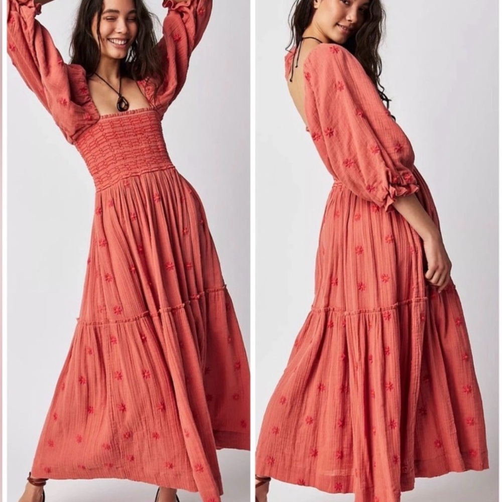 Free People Coral Midi Dress